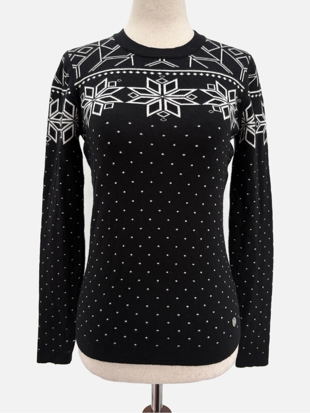 NILS Matterhorn Nordic Snowflake Ski Sweater Black White Medium